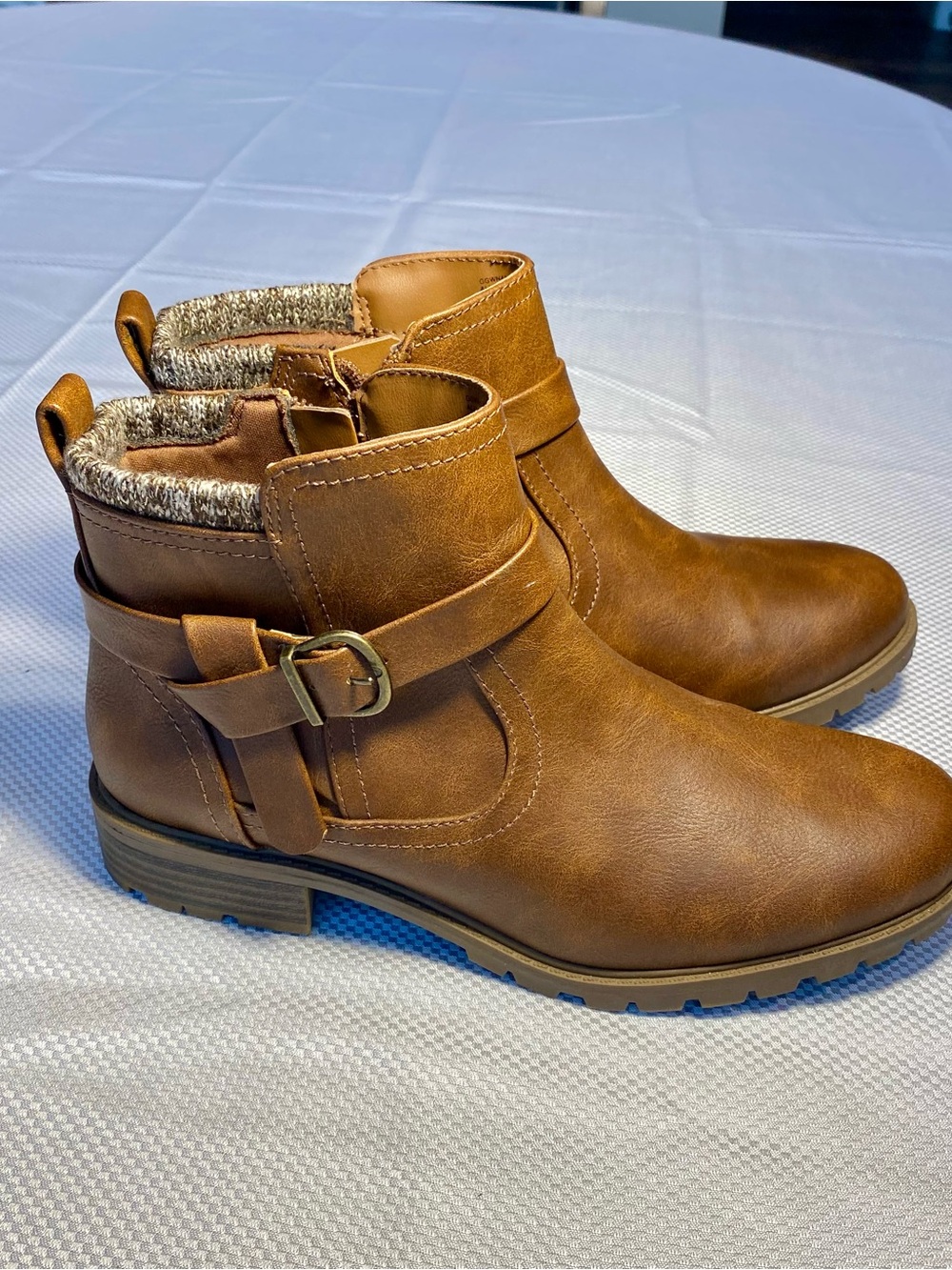 wonder nation Brown Faux Leather Ankle Booties with Buckle